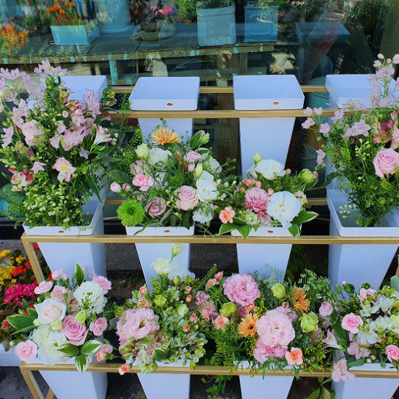 3-Layer Stepped Plastic Square Bucket Florist Shelves EGDS16