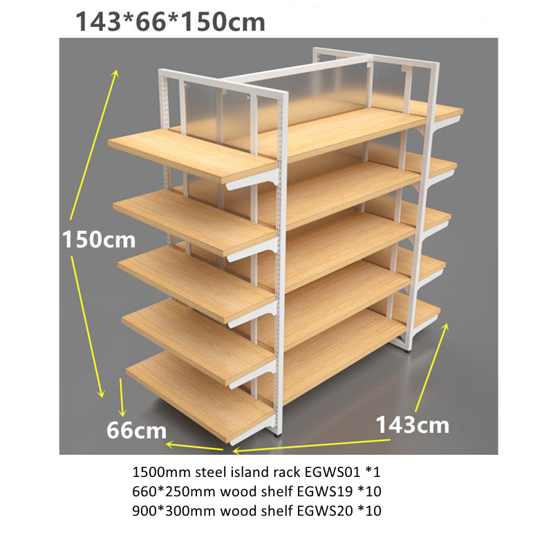 1500mm wood and steel island rack EGWS07