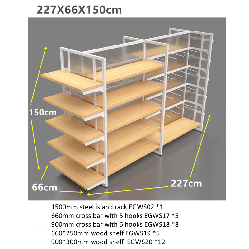 1500mm wood and steel island rack EGWS04